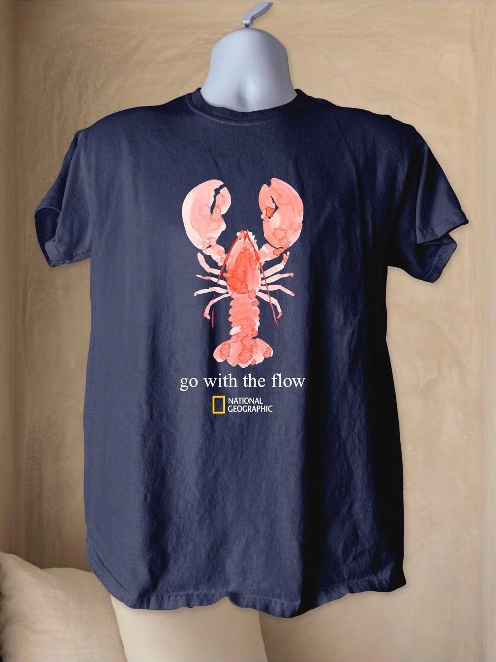 Gildan Navy Short-Sleeve Tee with Coral Lobster Graphic